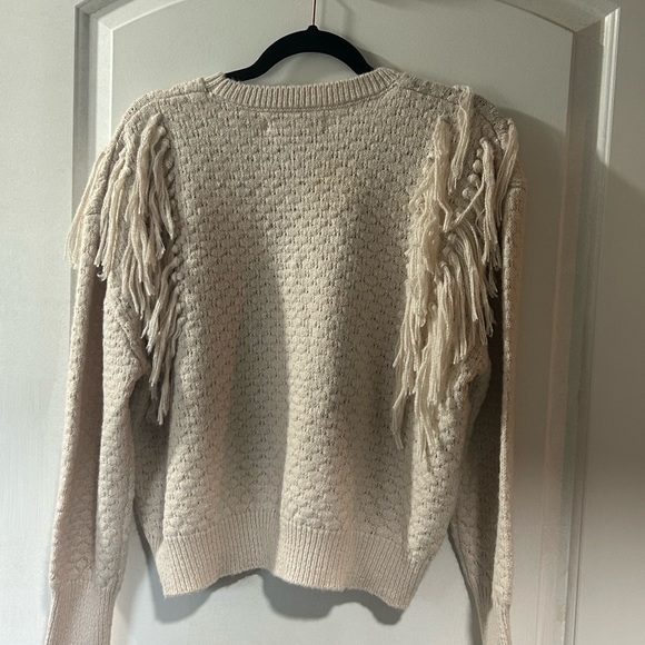 NWT Saltwater LUXE Cream Fringe Sweater. Medium. - Picture 6 of 7